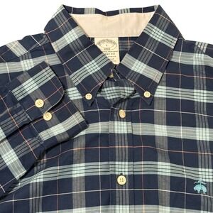 Brooks Brothers Men's Large 1818 Regent Fit Non Iron Plaid Button Down Shirt